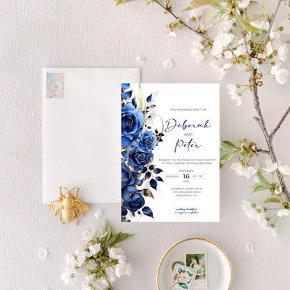 Floral Rose Side Design Wedding Invitation