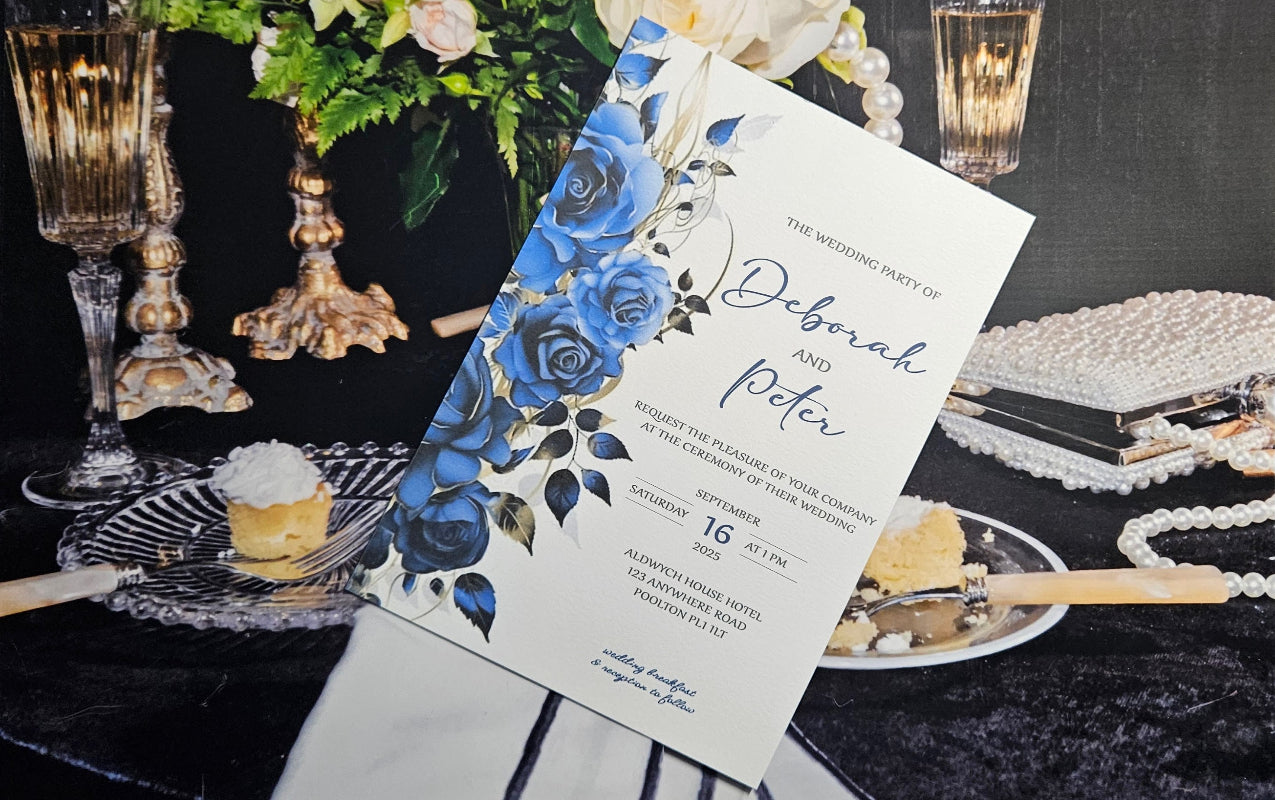 Floral Rose Side Design Wedding Invitation