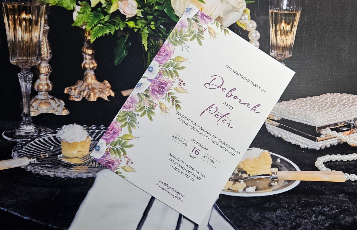 Floral Rose Side Design Wedding Invitation