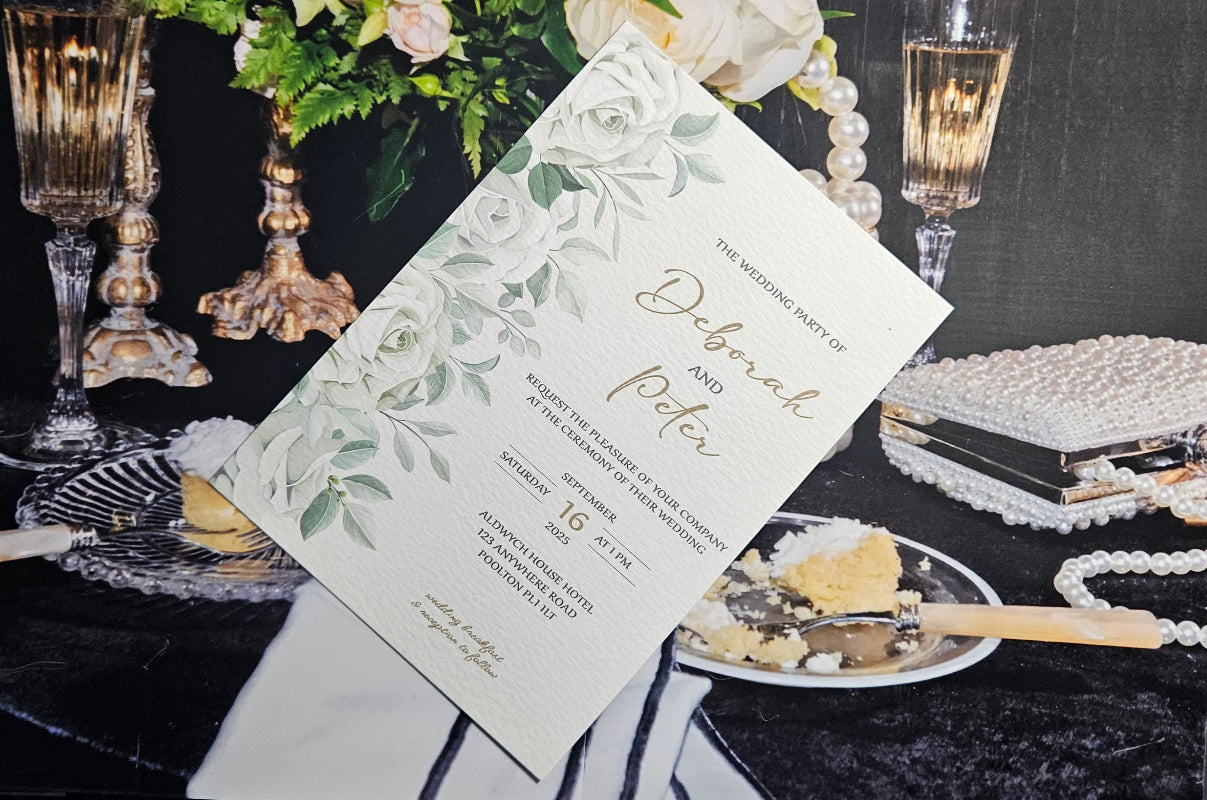 Floral Rose Side Design Wedding Invitation