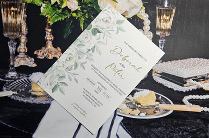 Floral Rose Side Design Wedding Invitation