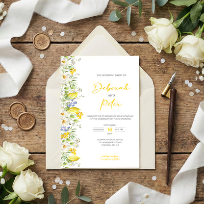 Floral Rose Side Design Wedding Invitation